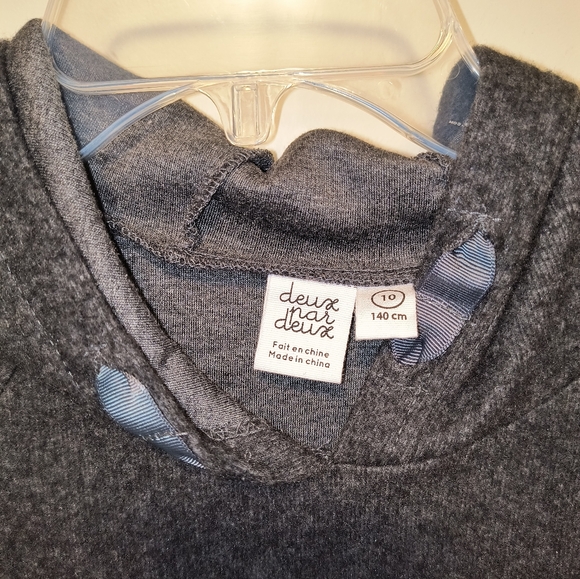Deux par Deux Girls Size 10 Soft Charcoal Fleece Hooded Tunic Sweatshirt - Picture 6 of 8